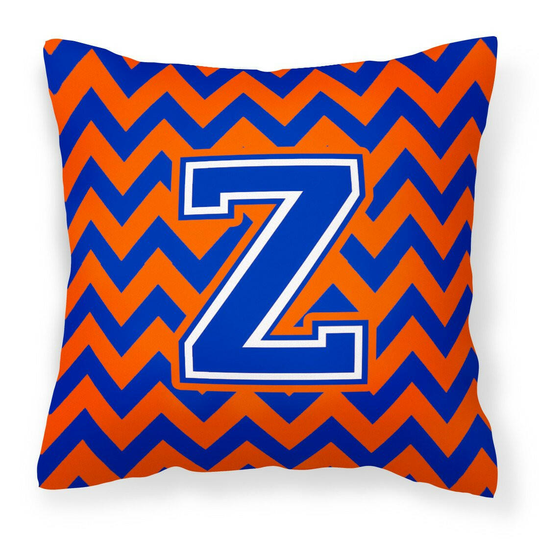 Letter Z Chevron Orange and Blue Fabric Decorative Pillow CJ1044-ZPW1414 - the-store.com