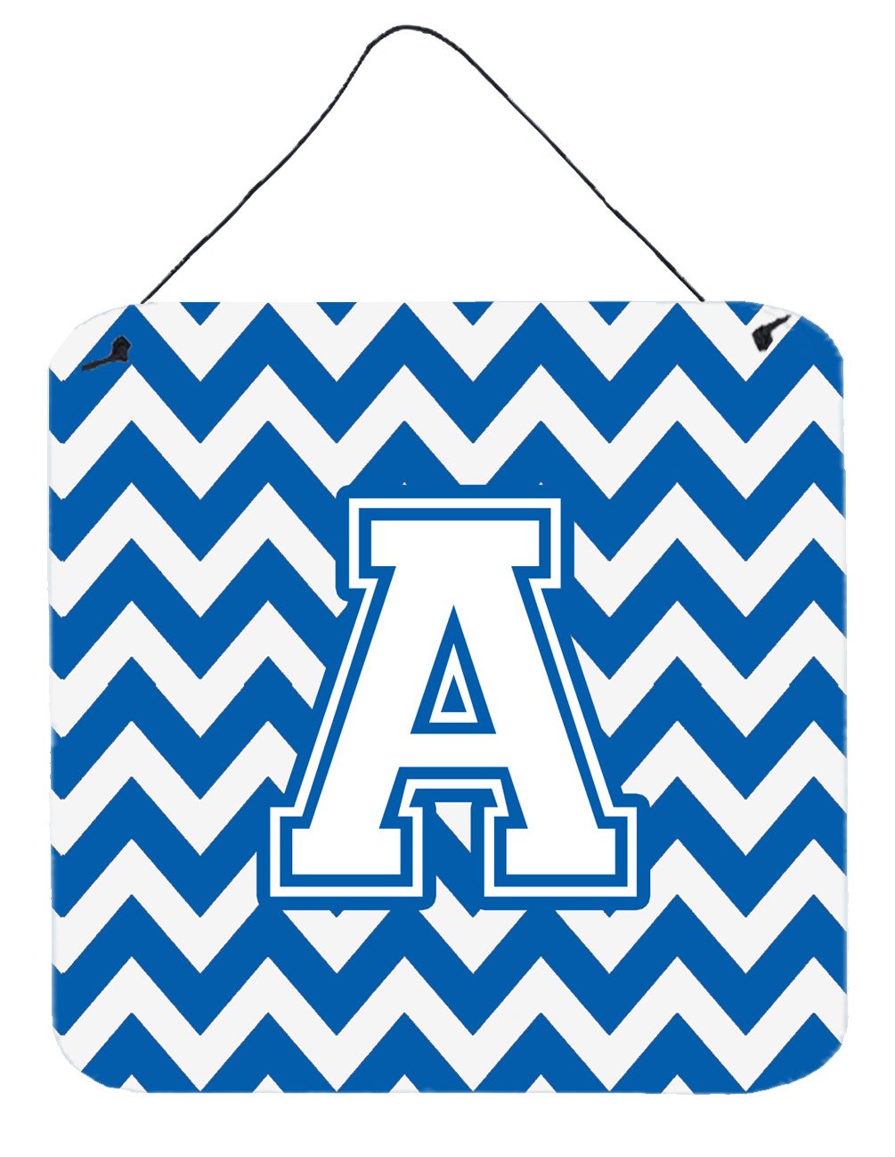 Letter A Chevron Blue and White Wall or Door Hanging Prints CJ1045-ADS66 by Caroline's Treasures