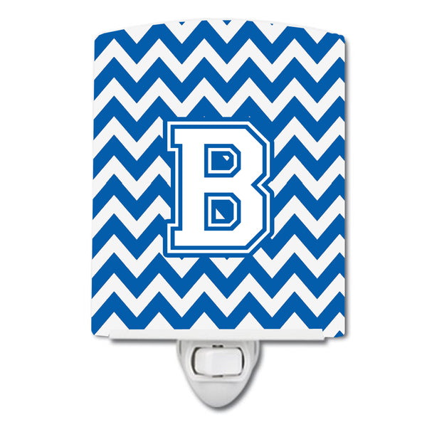 Letter B Chevron Blue and White Ceramic Night Light CJ1045-BCNL - the-store.com