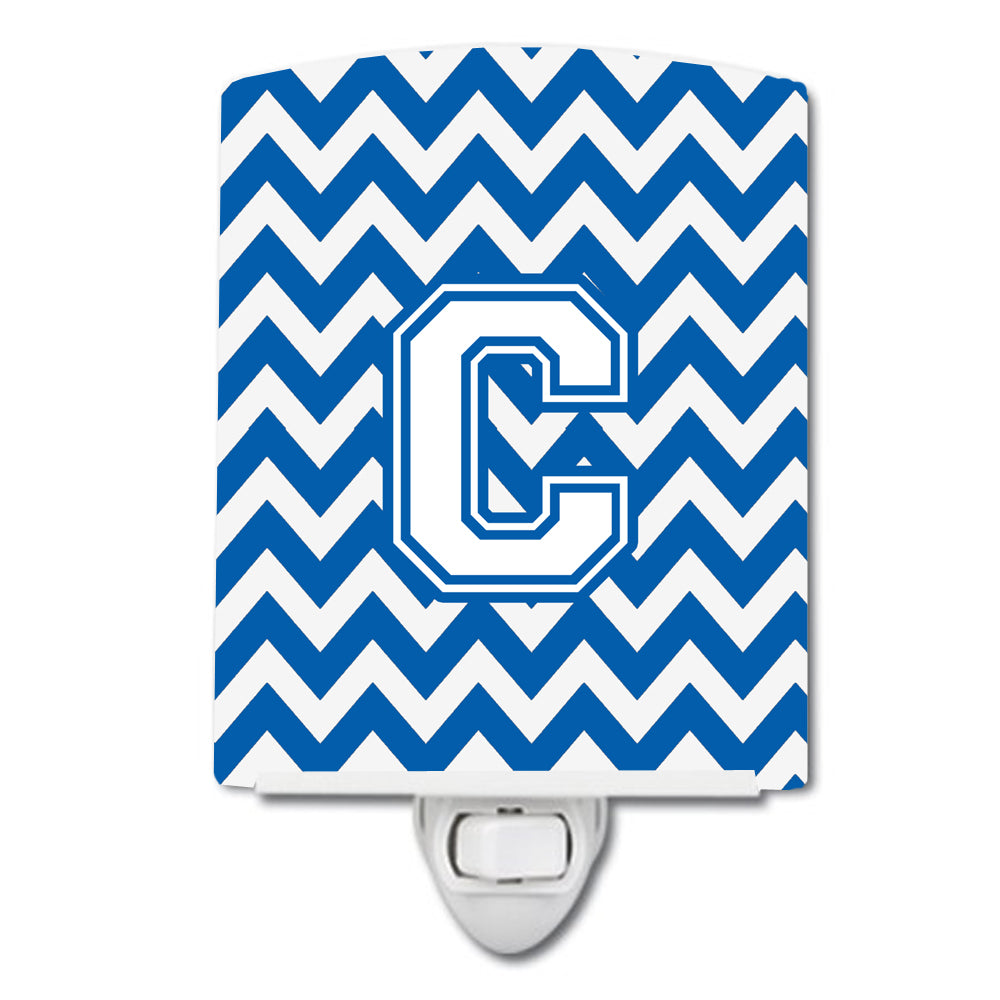 Letter C Chevron Blue and White Ceramic Night Light CJ1045-CCNL - the-store.com