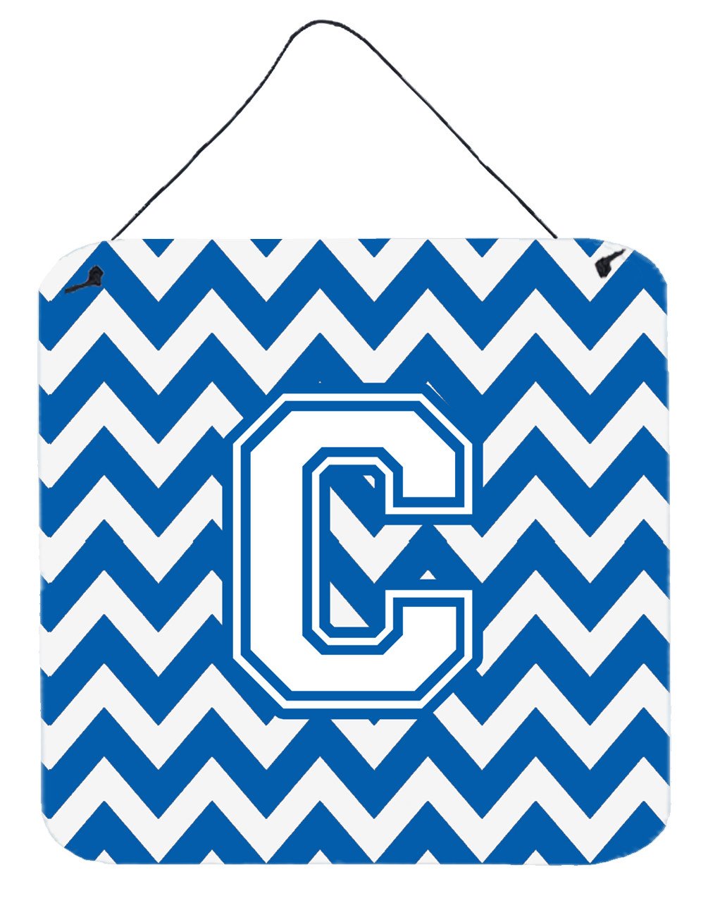 Letter C Chevron Blue and White Wall or Door Hanging Prints CJ1045-CDS66 by Caroline&#39;s Treasures