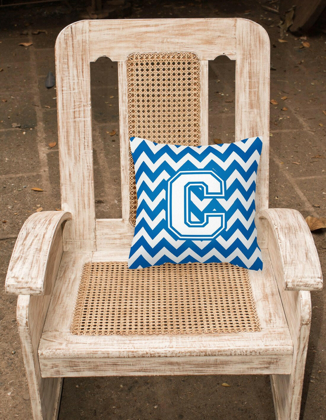 Letter C Chevron Blue and White Fabric Decorative Pillow CJ1045-CPW1414 - the-store.com