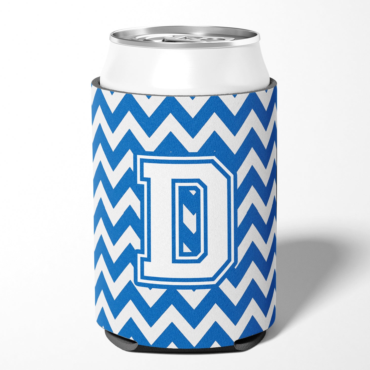 Letter D Chevron Blue and White Can or Bottle Hugger CJ1045-DCC