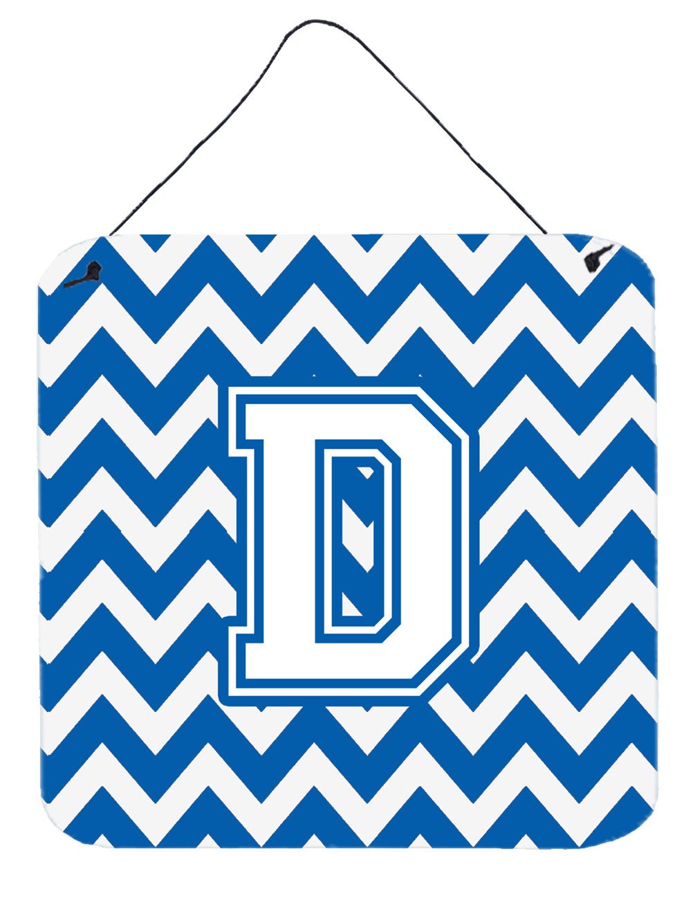 Letter D Chevron Blue and White Wall or Door Hanging Prints CJ1045-DDS66 by Caroline&#39;s Treasures