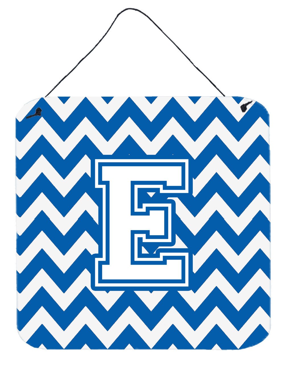 Letter E Chevron Blue and White Wall or Door Hanging Prints CJ1045-EDS66 by Caroline&#39;s Treasures