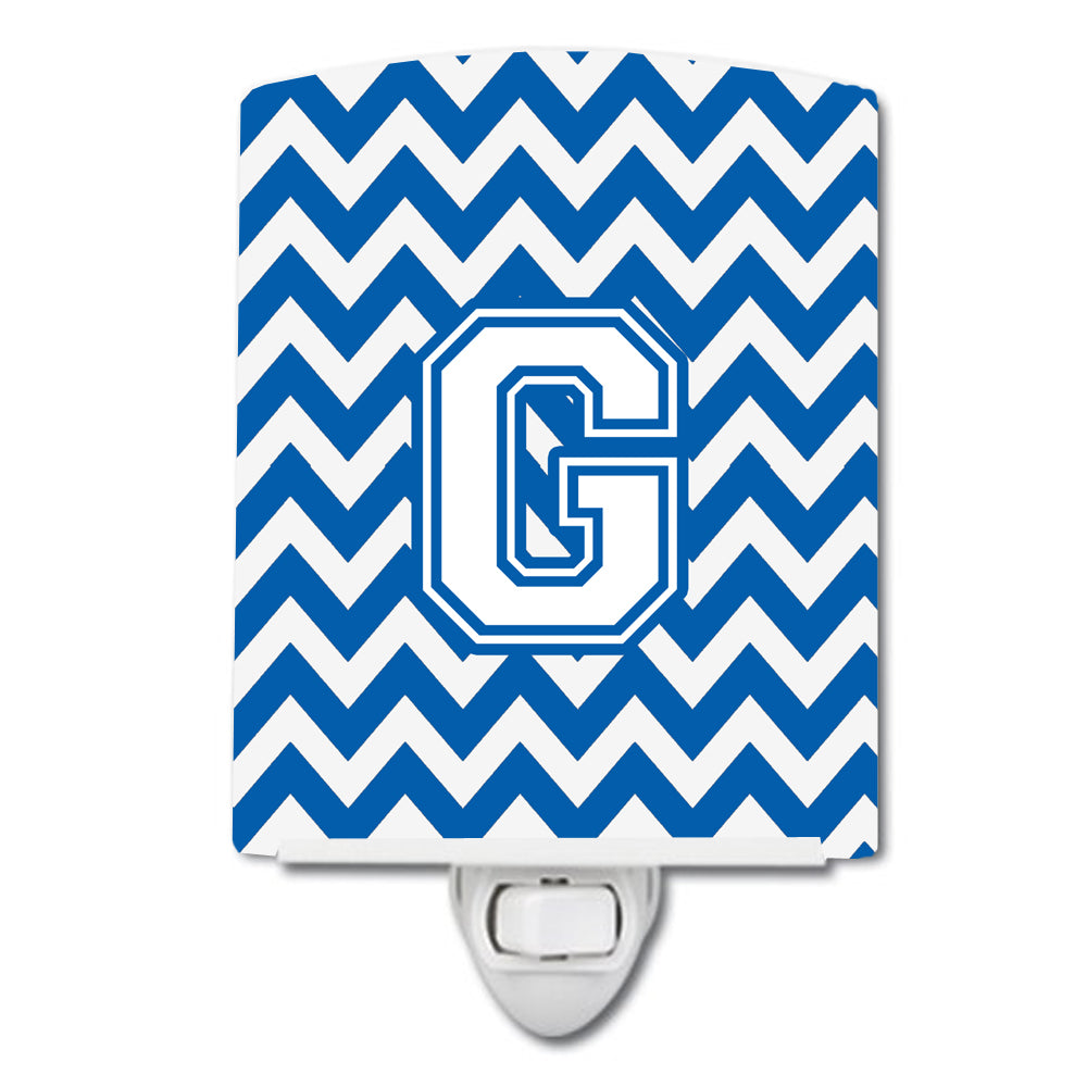 Letter G Chevron Blue and White Ceramic Night Light CJ1045-GCNL - the-store.com