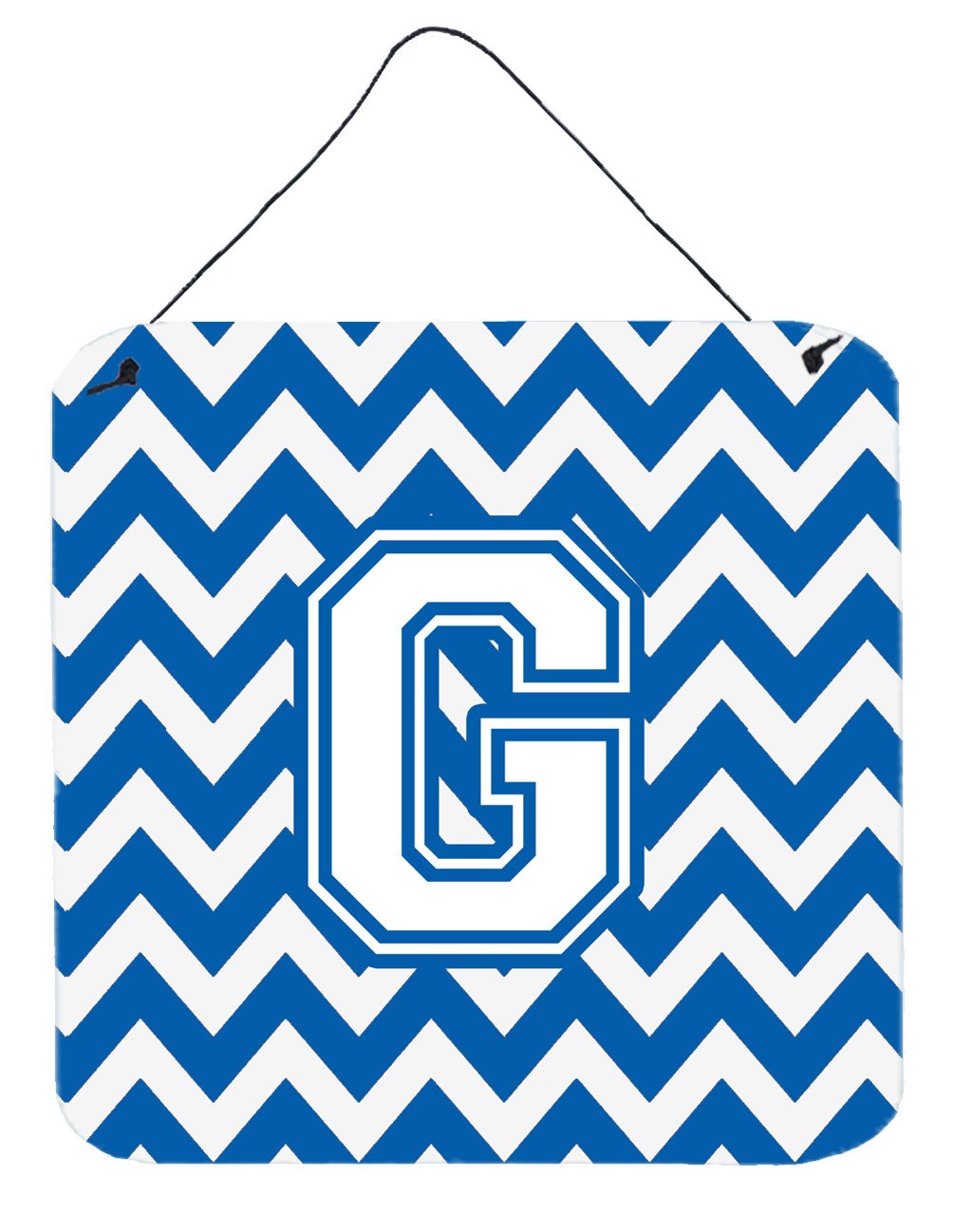 Letter G Chevron Blue and White Wall or Door Hanging Prints CJ1045-GDS66 by Caroline&#39;s Treasures