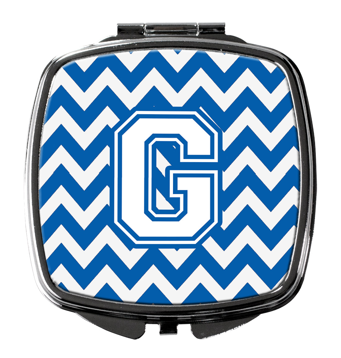 Letter G Chevron Blue and White Compact Mirror CJ1045-GSCM  the-store.com.