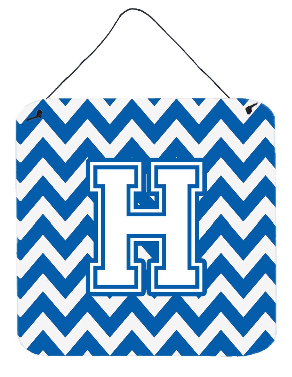 Letter H Chevron Blue and White Wall or Door Hanging Prints CJ1045-HDS66 by Caroline&#39;s Treasures