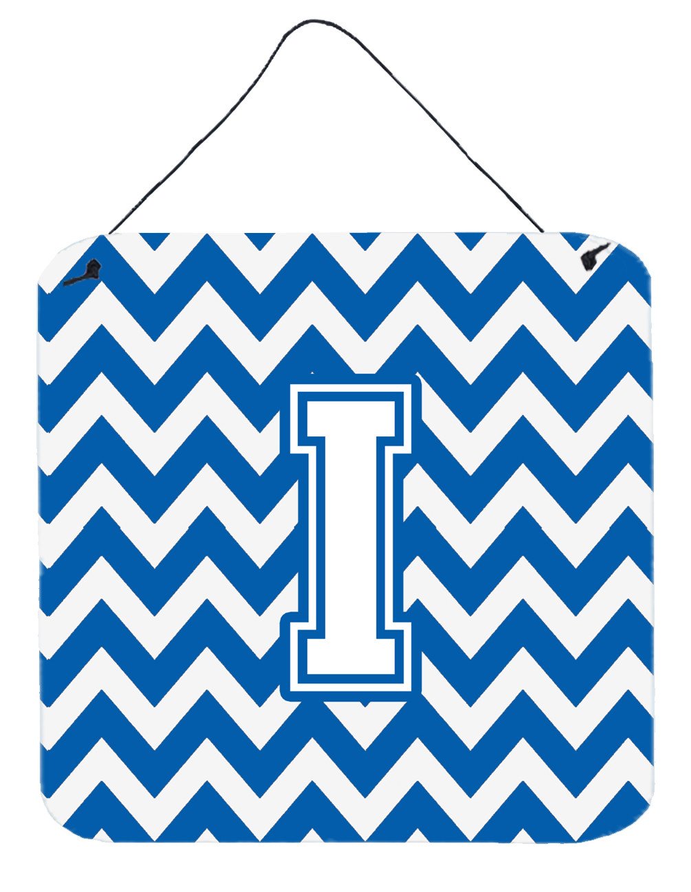 Letter I Chevron Blue and White Wall or Door Hanging Prints CJ1045-IDS66 by Caroline&#39;s Treasures