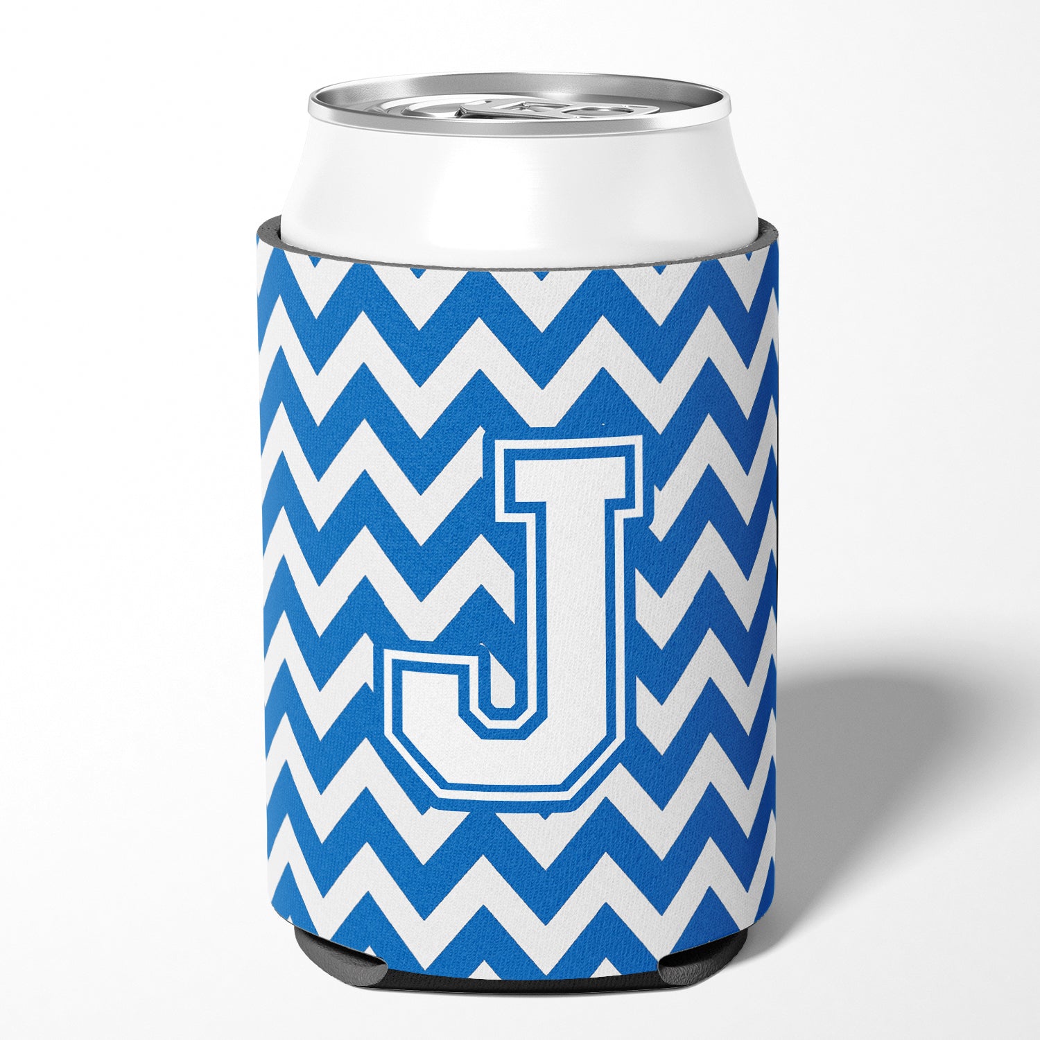 Letter J Chevron Blue and White Can or Bottle Hugger CJ1045-JCC.