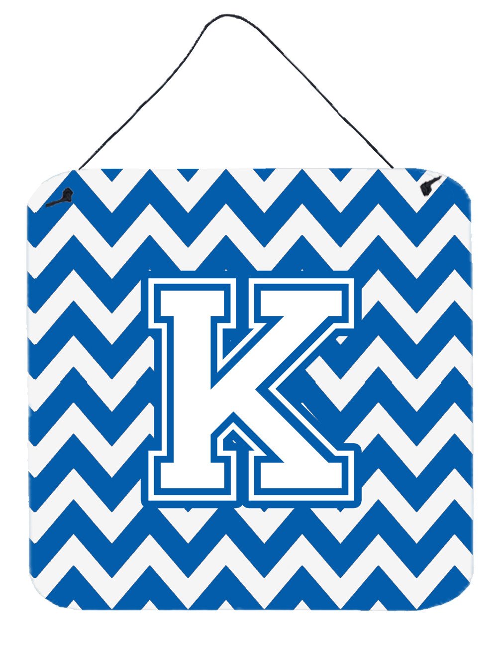 Letter K Chevron Blue and White Wall or Door Hanging Prints CJ1045-KDS66 by Caroline's Treasures
