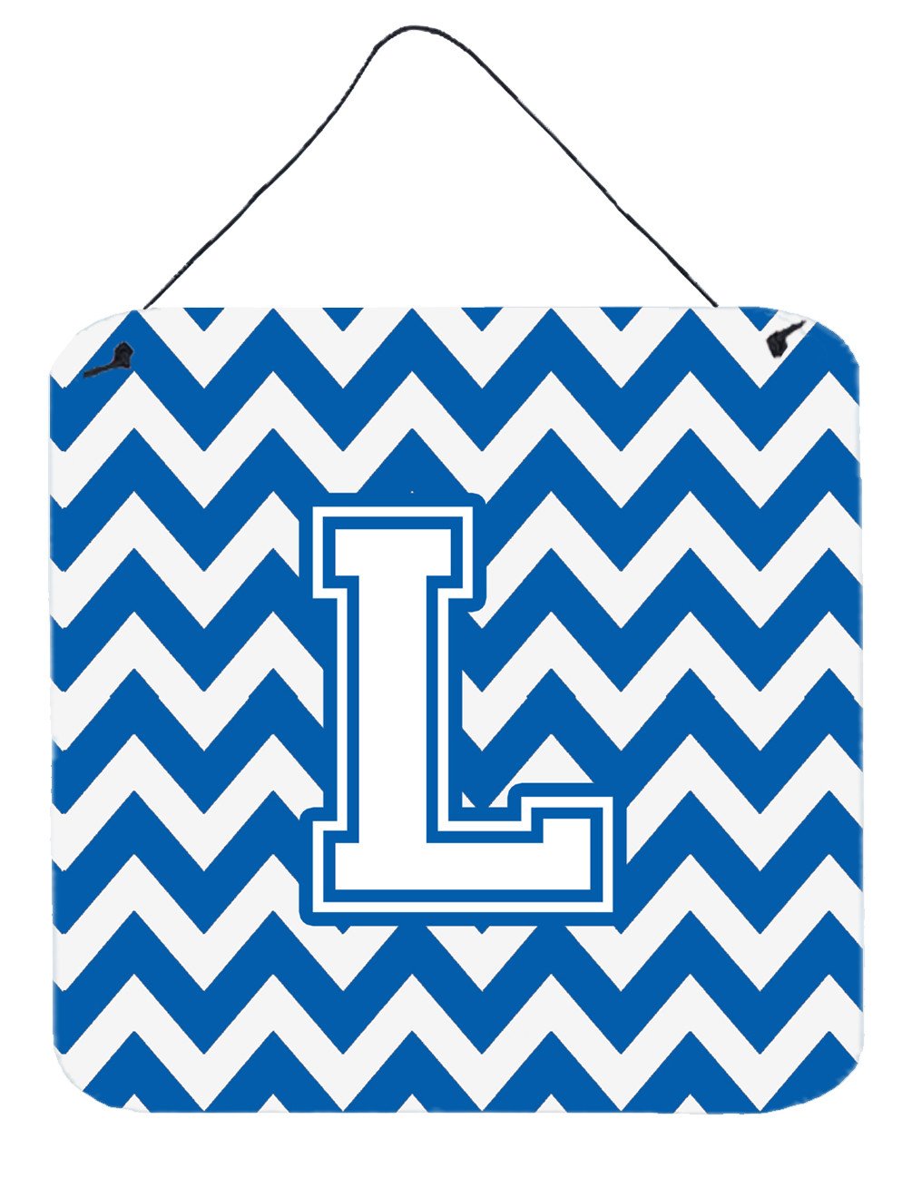 Letter L Chevron Blue and White Wall or Door Hanging Prints CJ1045-LDS66 by Caroline&#39;s Treasures