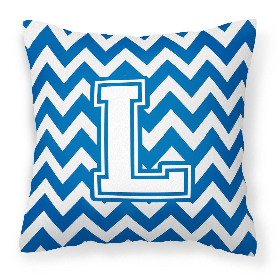 Letter L Chevron Blue and White Fabric Decorative Pillow CJ1045-LPW1414 by Caroline&#39;s Treasures