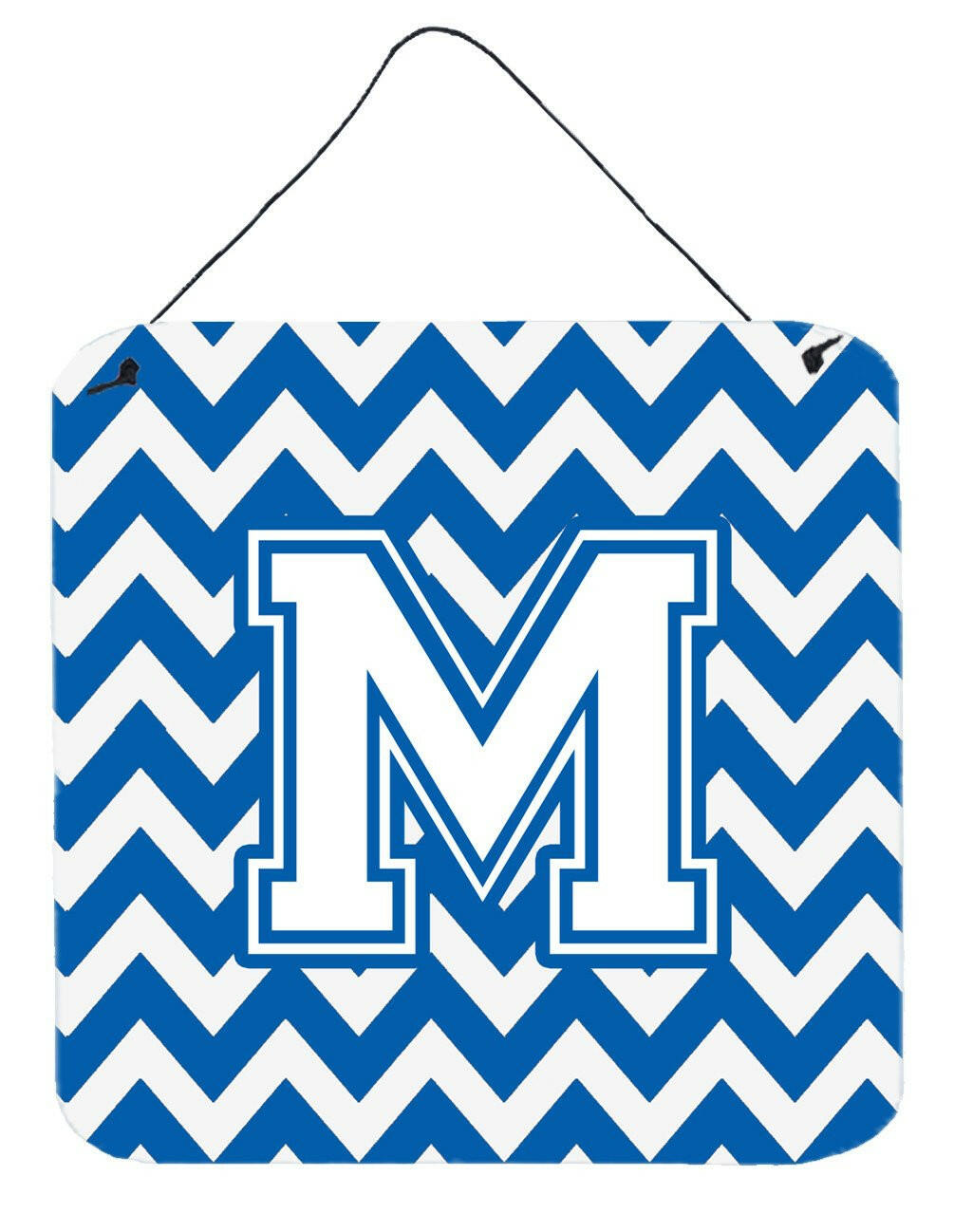 Letter M Chevron Blue and White Wall or Door Hanging Prints CJ1045-MDS66 by Caroline&#39;s Treasures