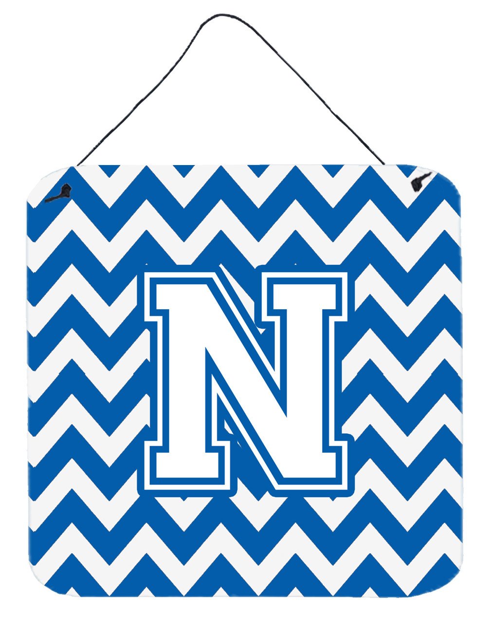 Letter N Chevron Blue and White Wall or Door Hanging Prints CJ1045-NDS66 by Caroline&#39;s Treasures