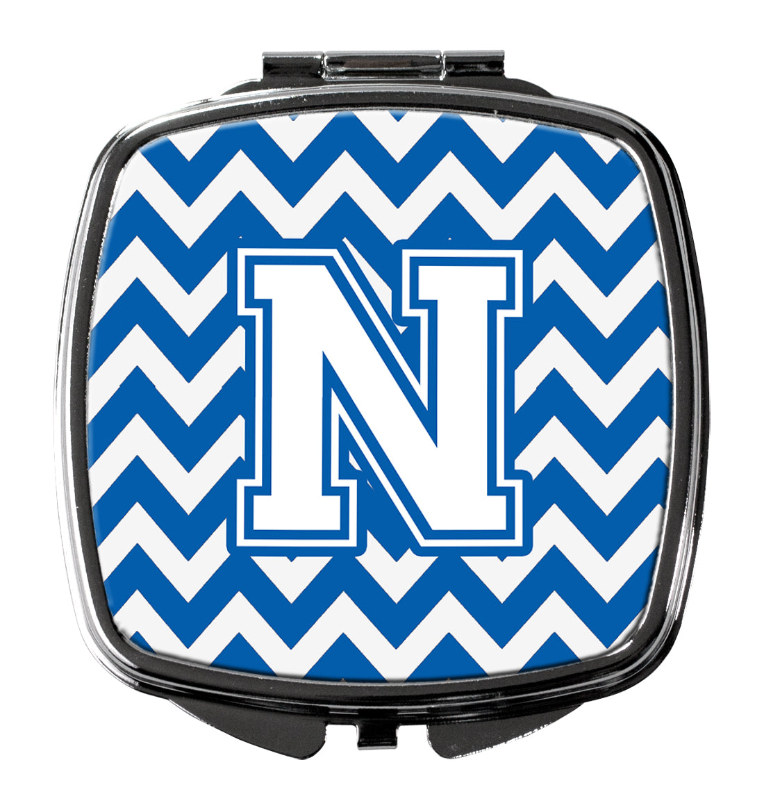Letter N Chevron Blue and White Compact Mirror CJ1045-NSCM  the-store.com.