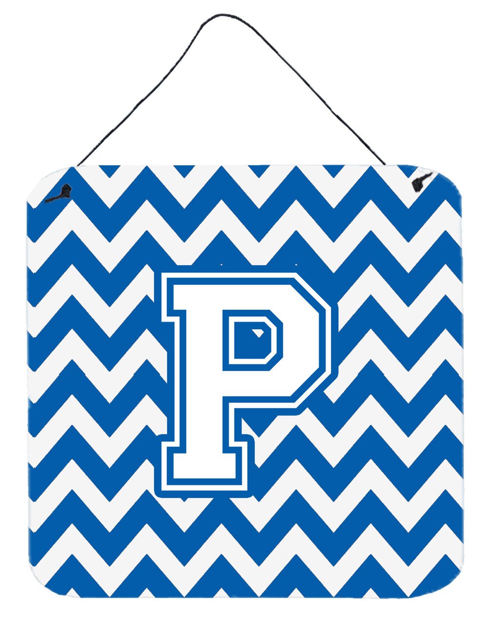 Letter P Chevron Blue and White Wall or Door Hanging Prints CJ1045-PDS66 by Caroline&#39;s Treasures
