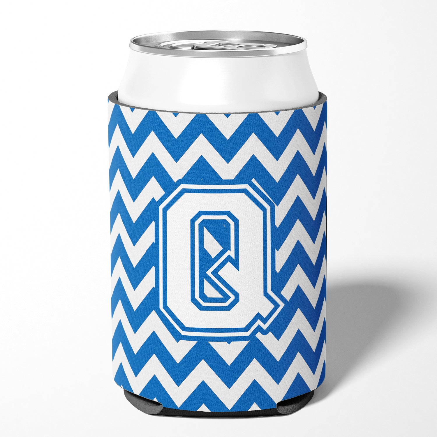 Letter Q Chevron Blue and White Can or Bottle Hugger CJ1045-QCC.
