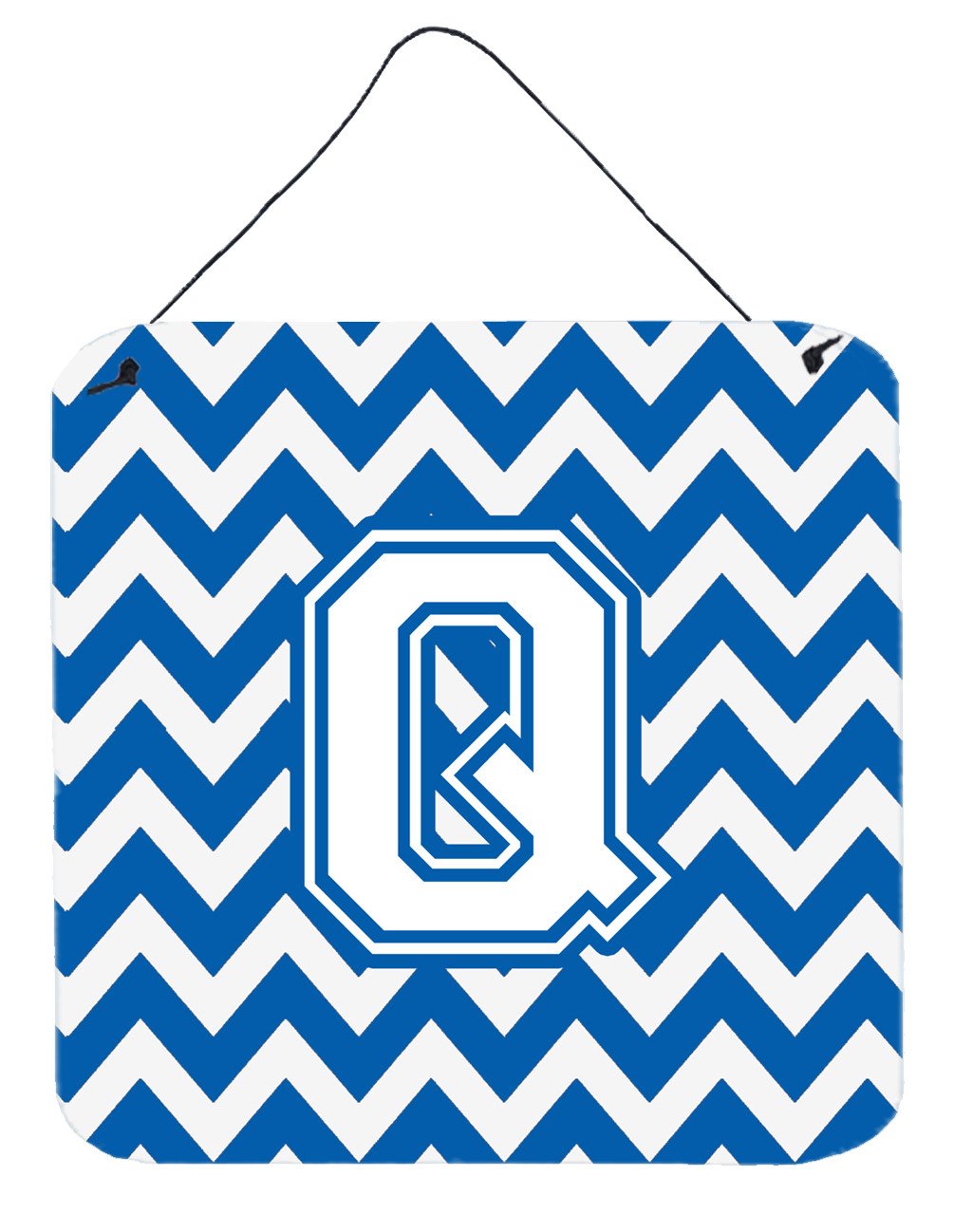 Letter Q Chevron Blue and White Wall or Door Hanging Prints CJ1045-QDS66 by Caroline&#39;s Treasures