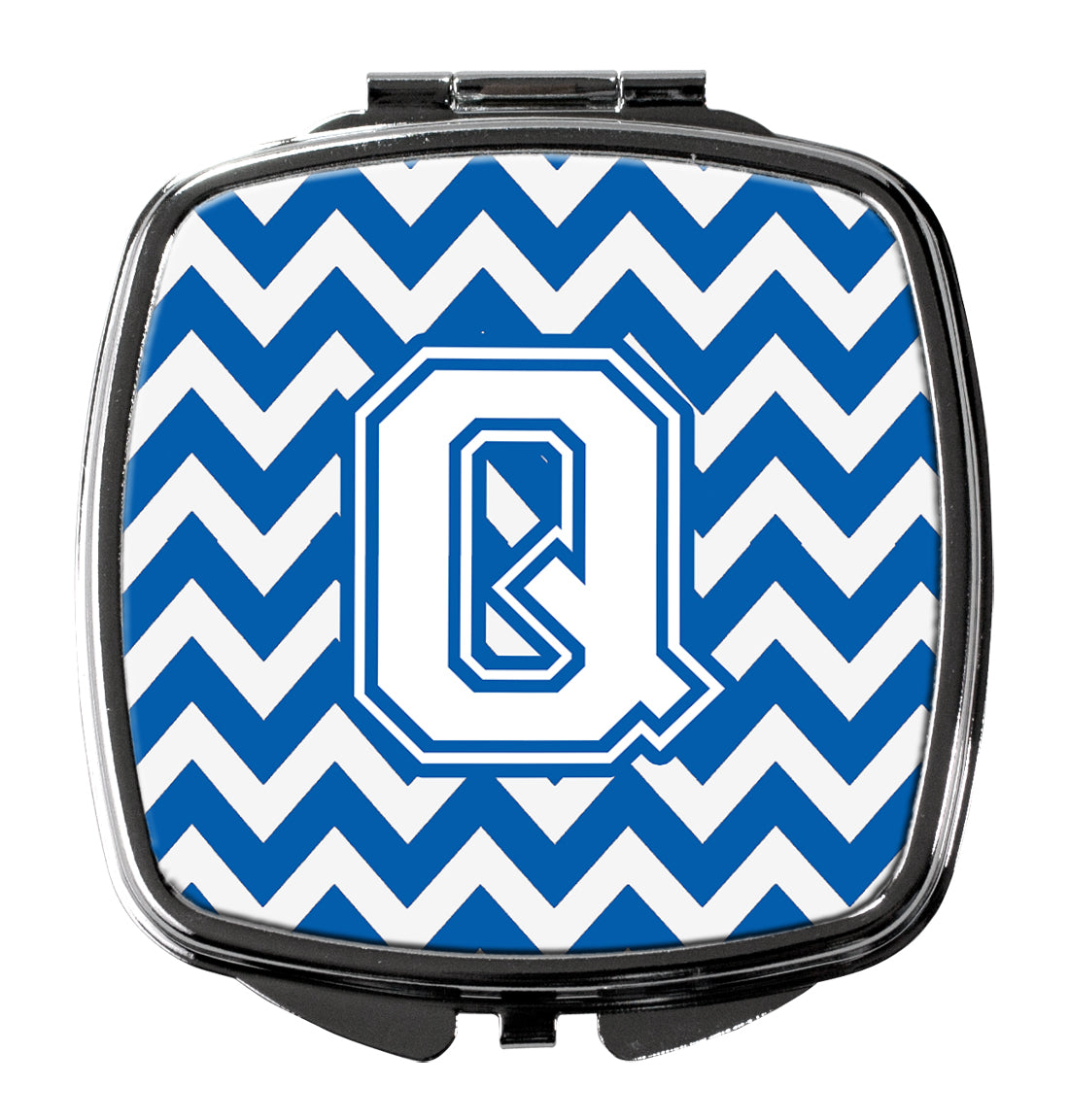 Letter Q Chevron Blue and White Compact Mirror CJ1045-QSCM