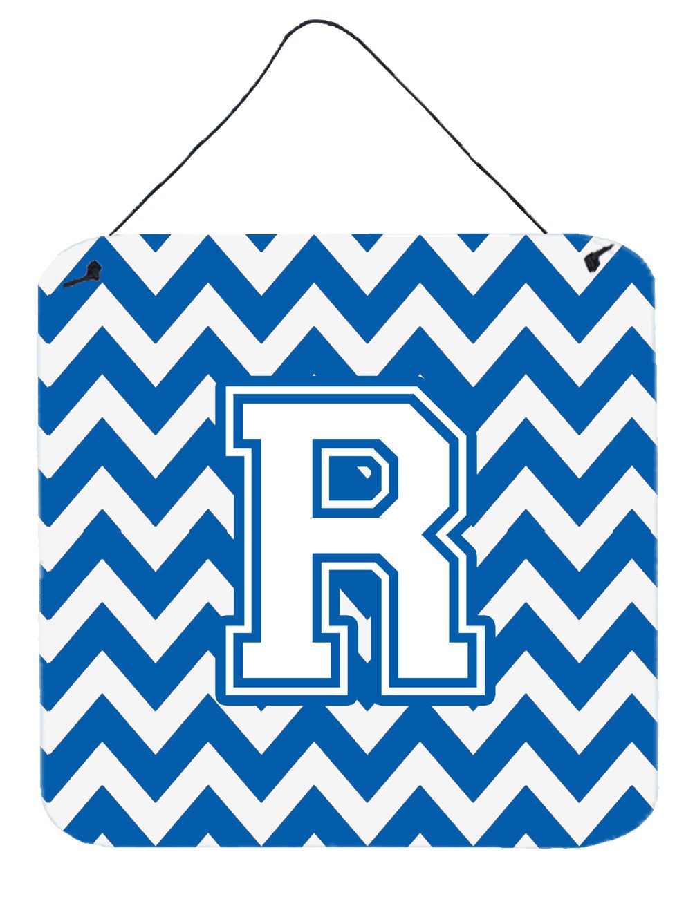 Letter R Chevron Blue and White Wall or Door Hanging Prints CJ1045-RDS66 by Caroline&#39;s Treasures