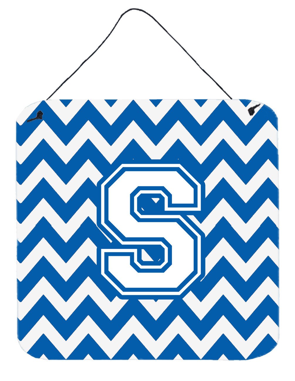 Letter S Chevron Blue and White Wall or Door Hanging Prints CJ1045-SDS66 by Caroline&#39;s Treasures