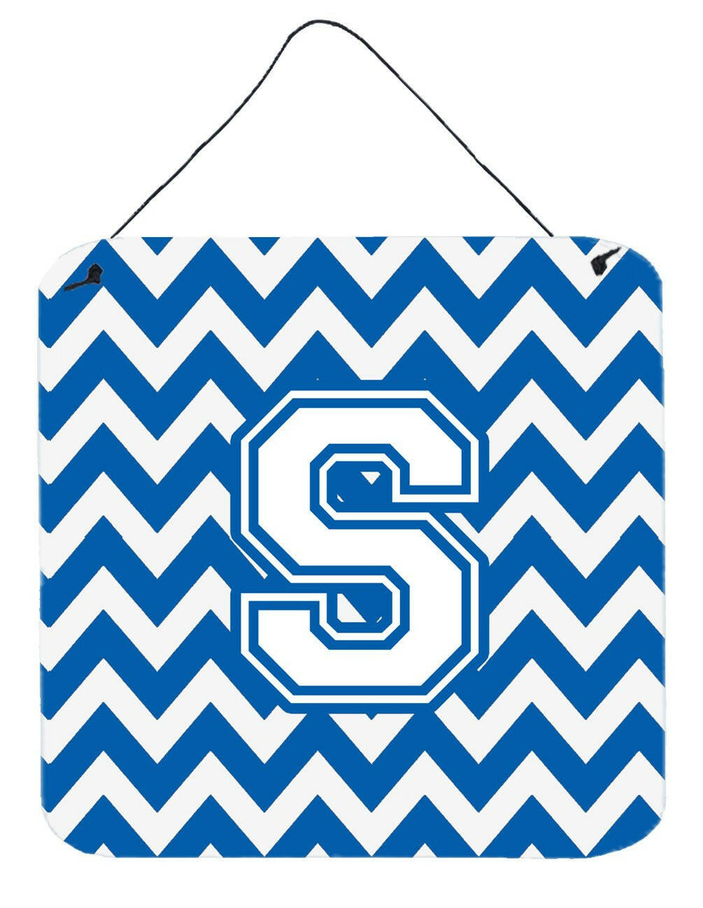 Letter S Chevron Blue and White Wall or Door Hanging Prints CJ1045-SDS66 by Caroline's Treasures