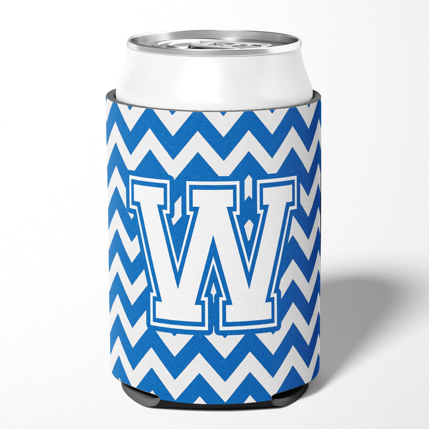 Letter W Chevron Blue and White Can or Bottle Hugger CJ1045-WCC.