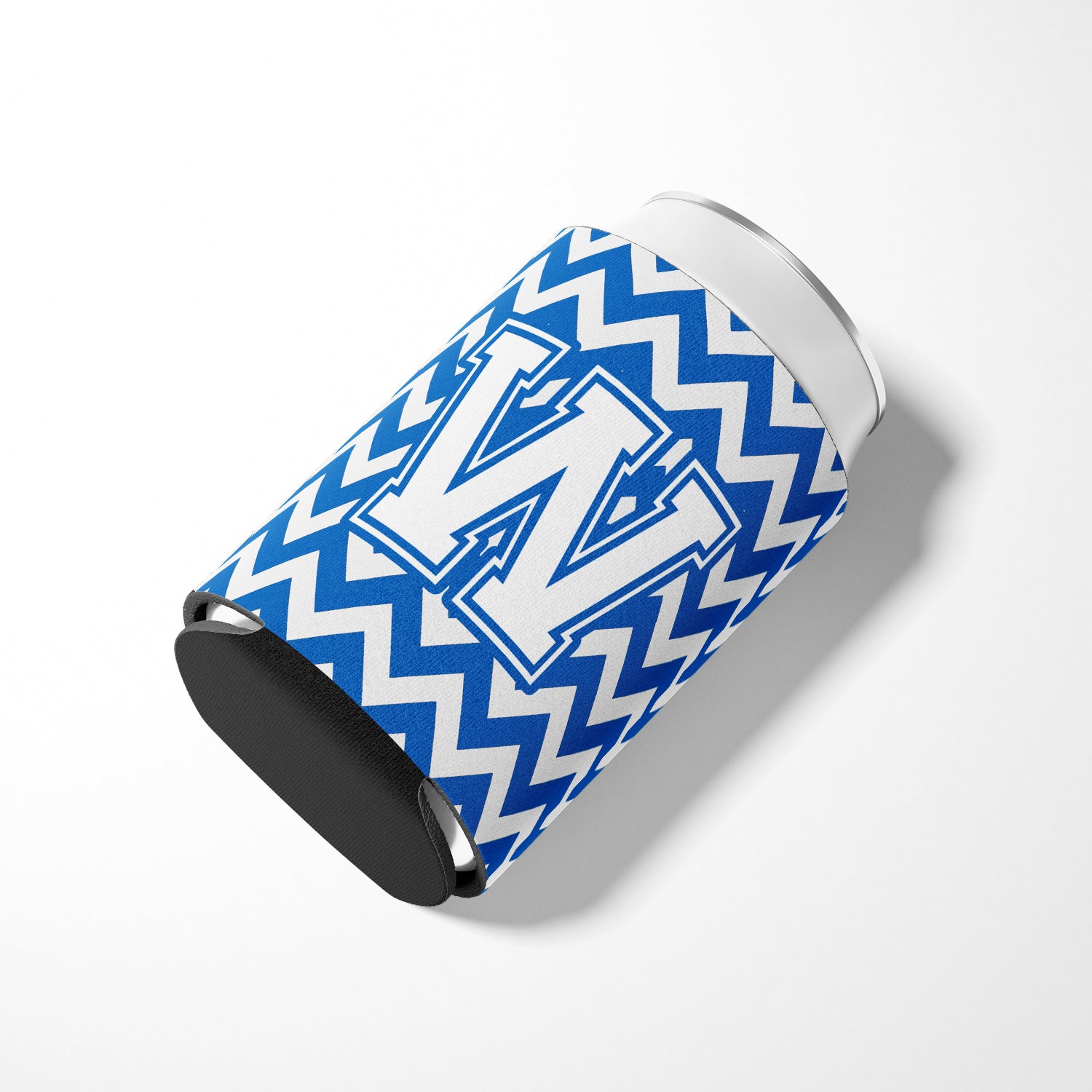 Letter W Chevron Blue and White Can or Bottle Hugger CJ1045-WCC.