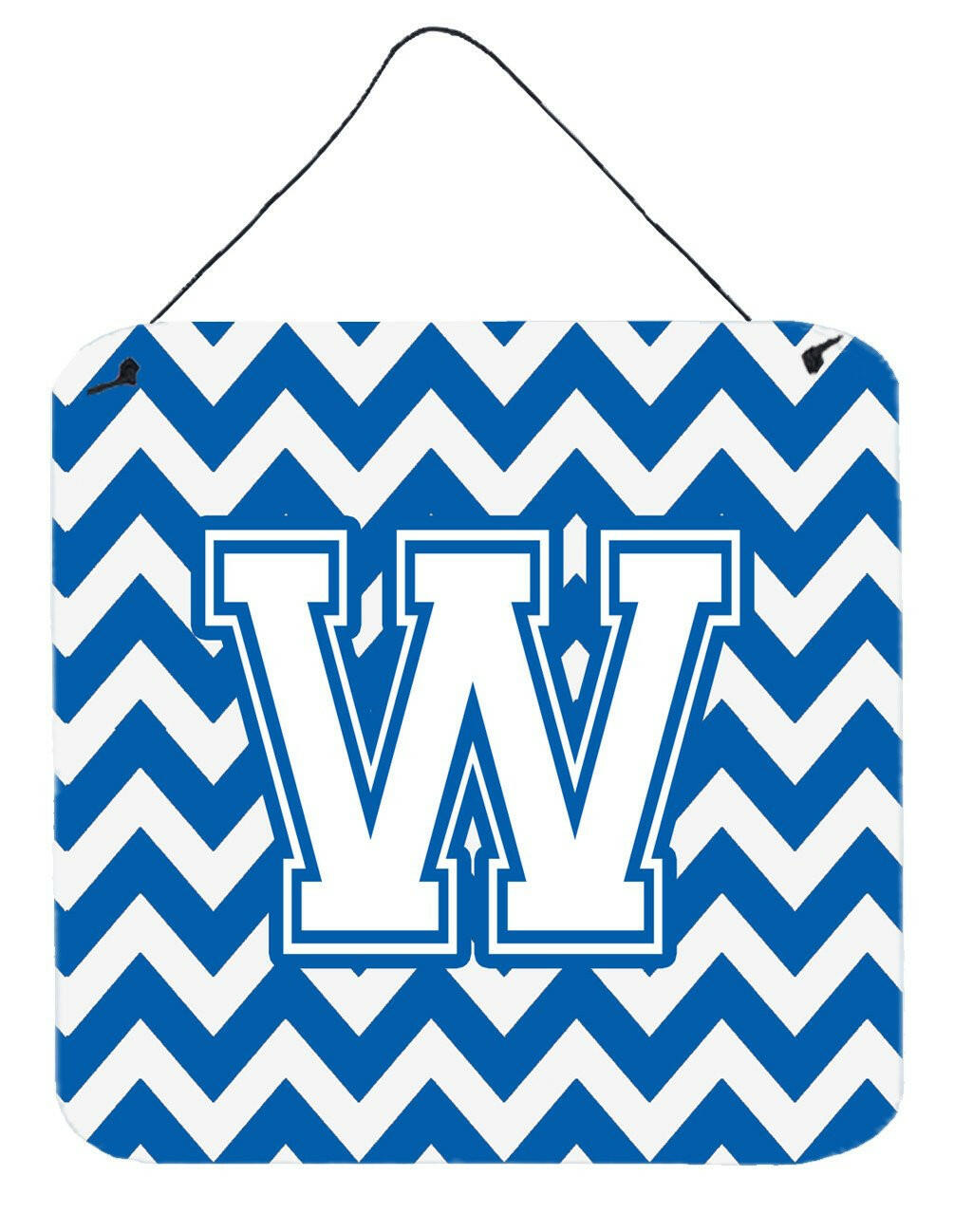 Letter W Chevron Blue and White Wall or Door Hanging Prints CJ1045-WDS66 by Caroline&#39;s Treasures