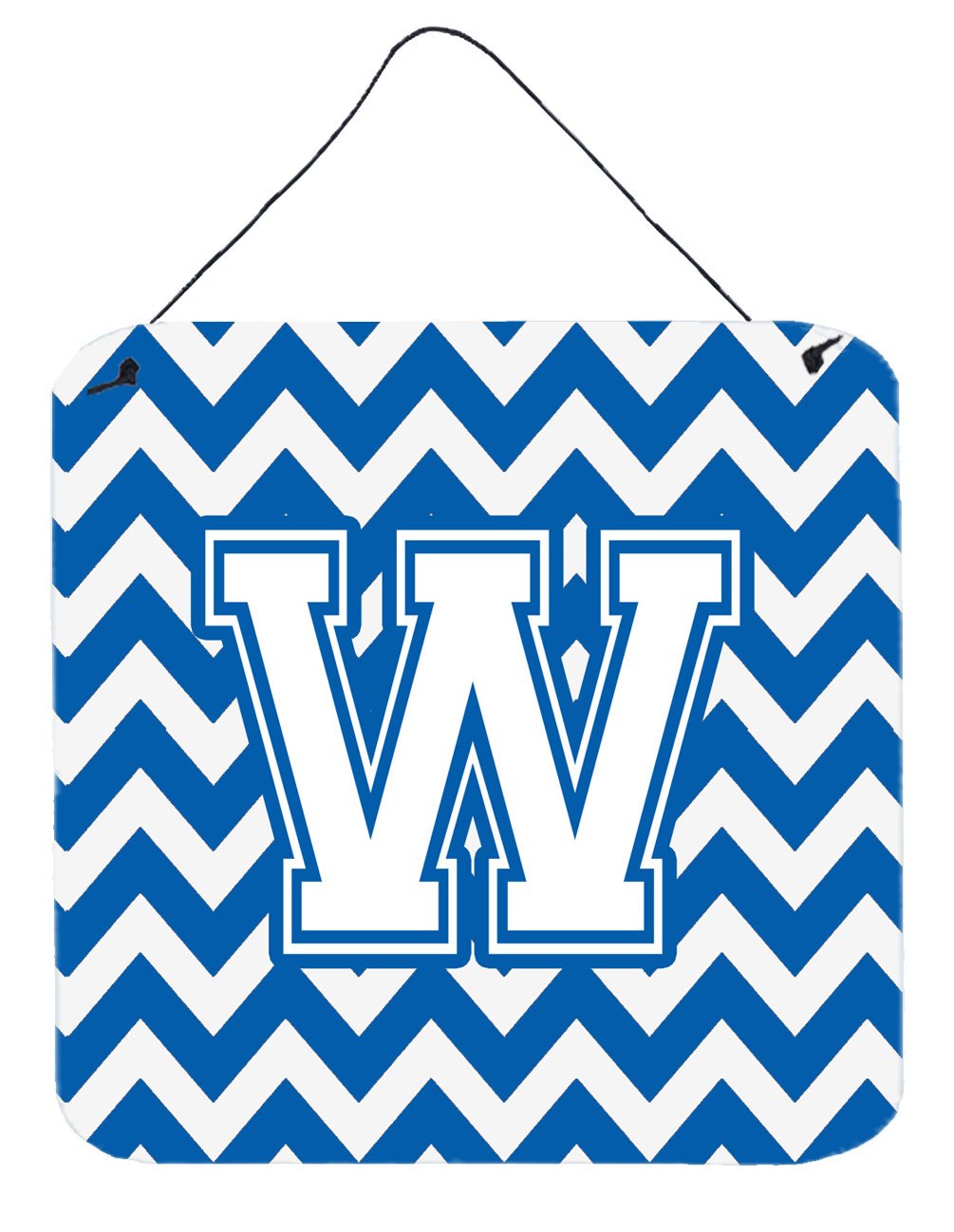 Letter W Chevron Blue and White Wall or Door Hanging Prints CJ1045-WDS66 by Caroline's Treasures