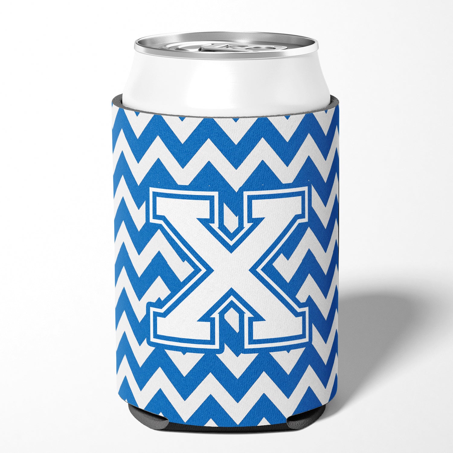 Letter X Chevron Blue and White Can or Bottle Hugger CJ1045-XCC.