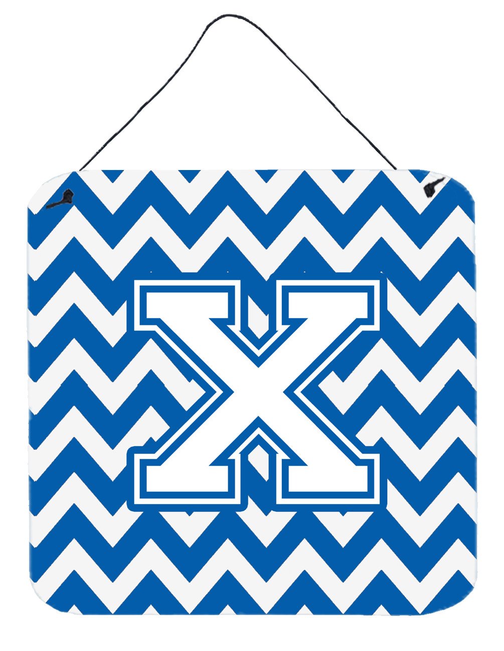 Letter X Chevron Blue and White Wall or Door Hanging Prints CJ1045-XDS66 by Caroline&#39;s Treasures