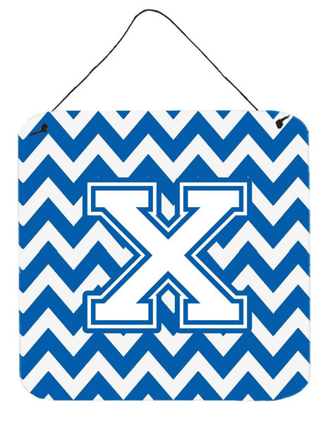 Letter X Chevron Blue and White Wall or Door Hanging Prints CJ1045-XDS66 by Caroline's Treasures