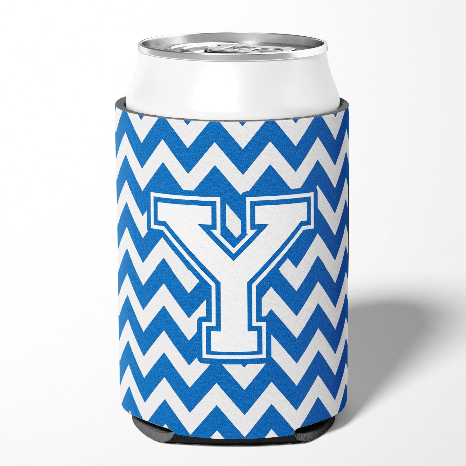 Letter Y Chevron Blue and White Can or Bottle Hugger CJ1045-YCC.