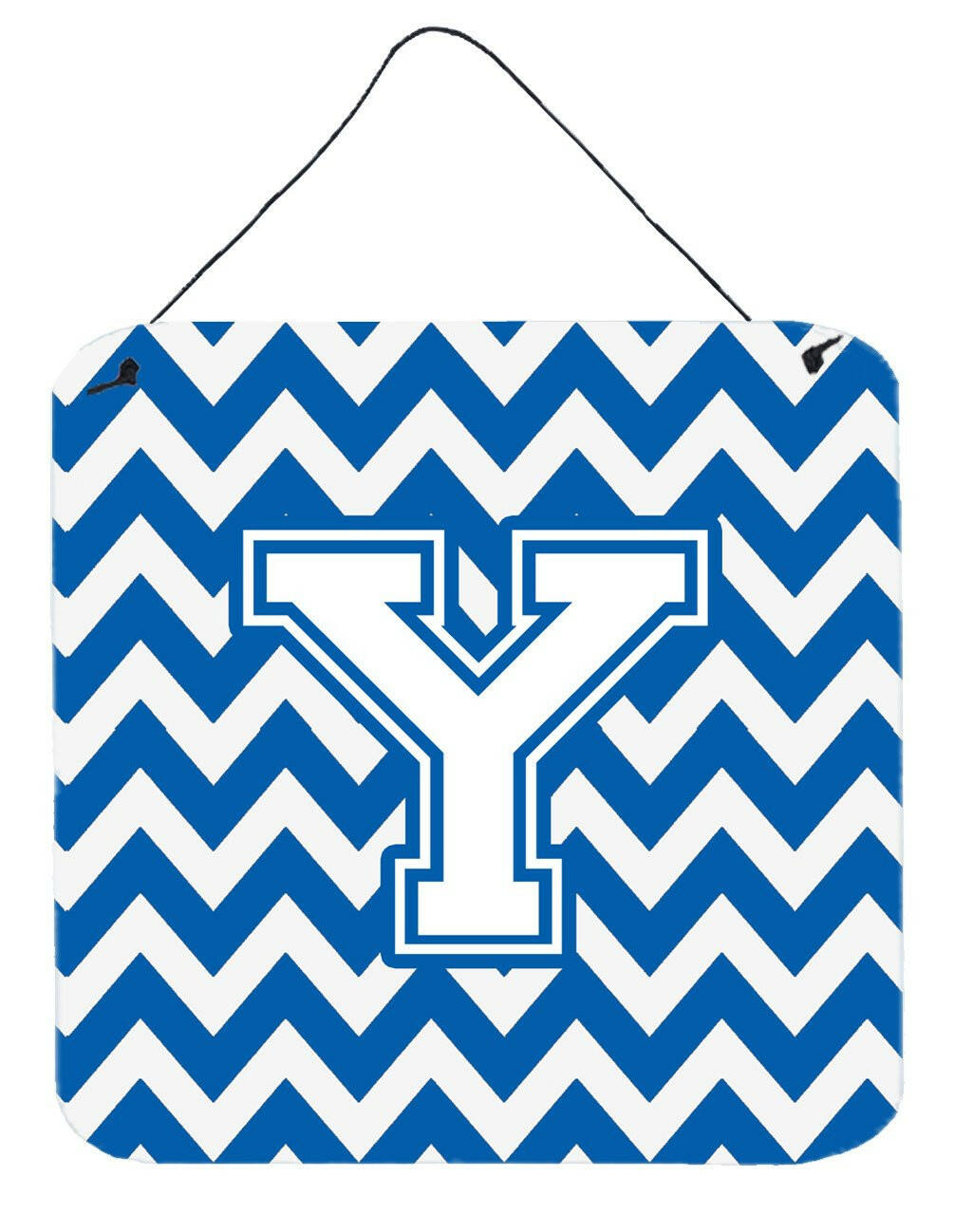 Letter Y Chevron Blue and White Wall or Door Hanging Prints CJ1045-YDS66 by Caroline&#39;s Treasures
