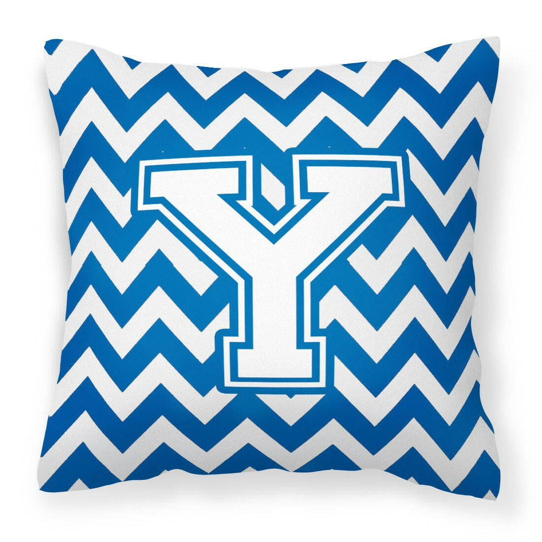 Letter Y Chevron Blue and White Fabric Decorative Pillow CJ1045-YPW1414 by Caroline&#39;s Treasures