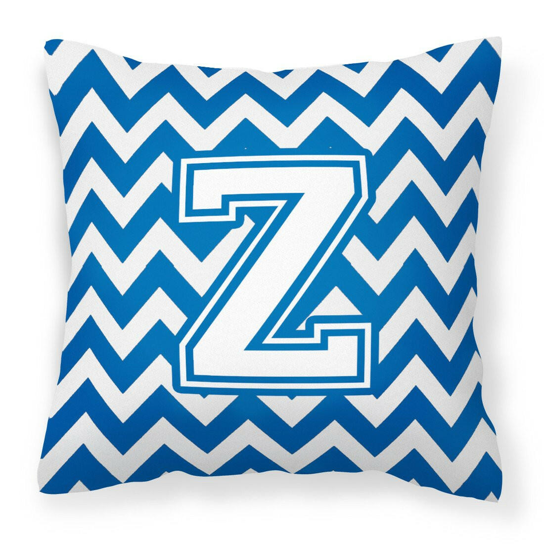 Letter Z Chevron Blue and White Fabric Decorative Pillow CJ1045-ZPW1414 by Caroline&#39;s Treasures