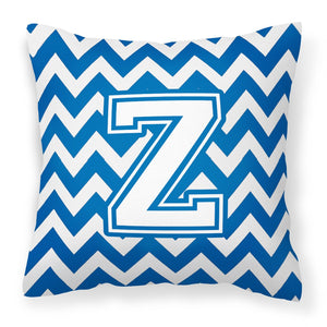 Letter Z Chevron Blue and White Fabric Decorative Pillow CJ1045-ZPW1414 by Caroline's Treasures