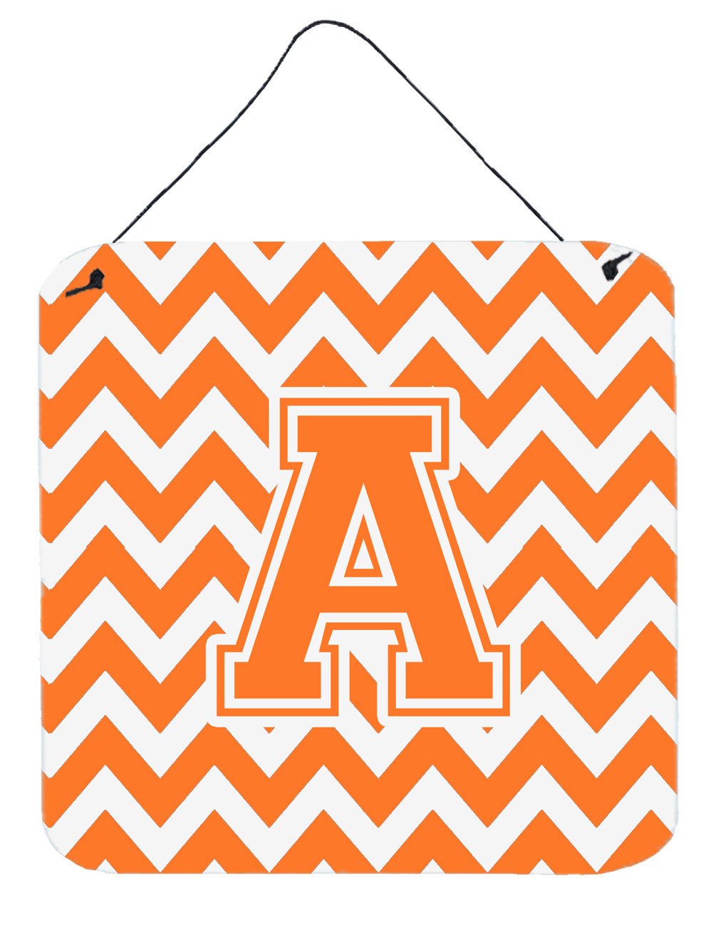 Letter A Chevron Orange and White Wall or Door Hanging Prints CJ1046-ADS66 by Caroline&#39;s Treasures
