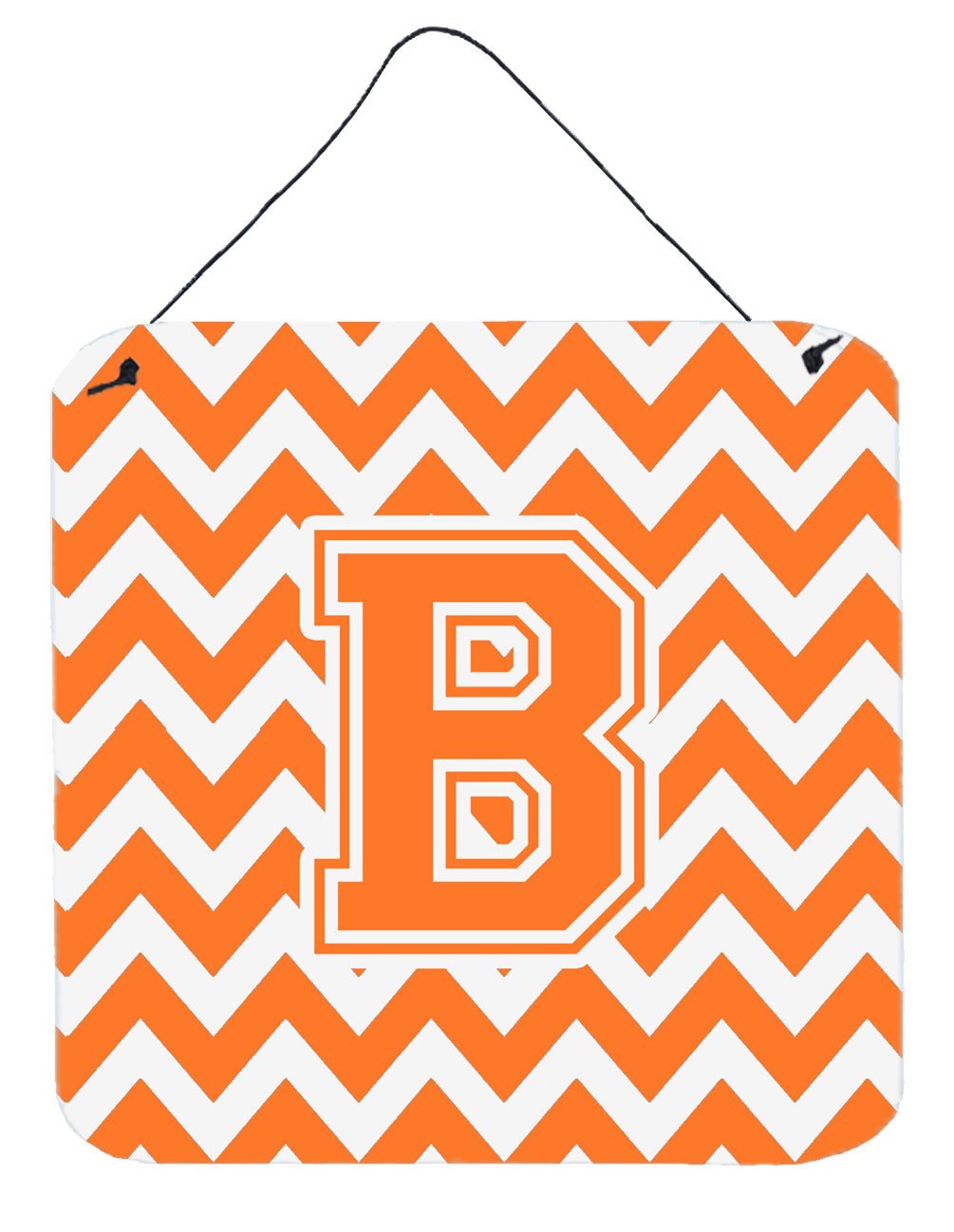 Letter B Chevron Orange and White Wall or Door Hanging Prints CJ1046-BDS66 by Caroline&#39;s Treasures