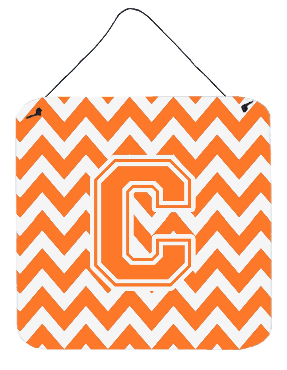 Letter C Chevron Orange and White Wall or Door Hanging Prints CJ1046-CDS66 by Caroline&#39;s Treasures