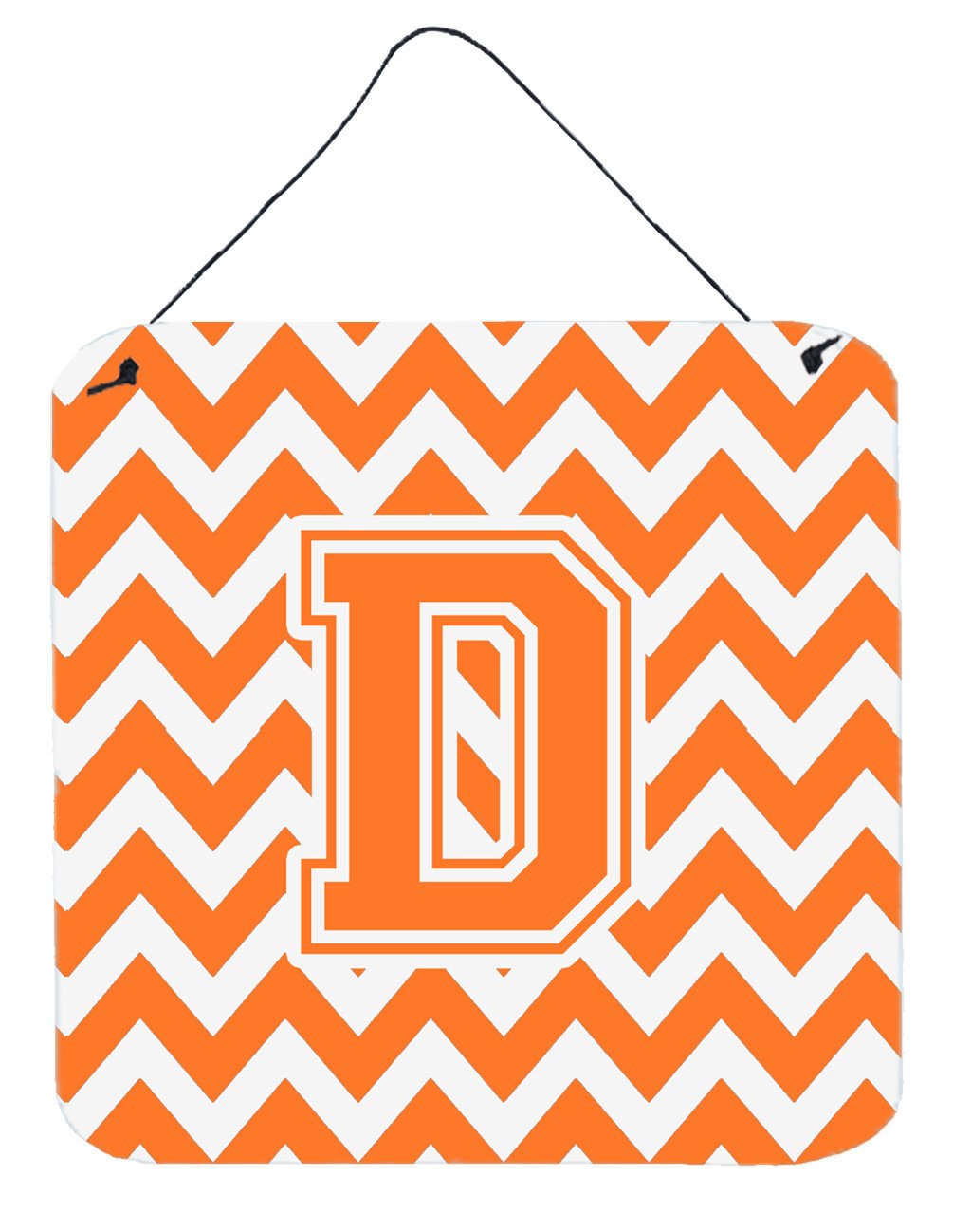 Letter D Chevron Orange and White Wall or Door Hanging Prints CJ1046-DDS66 by Caroline&#39;s Treasures