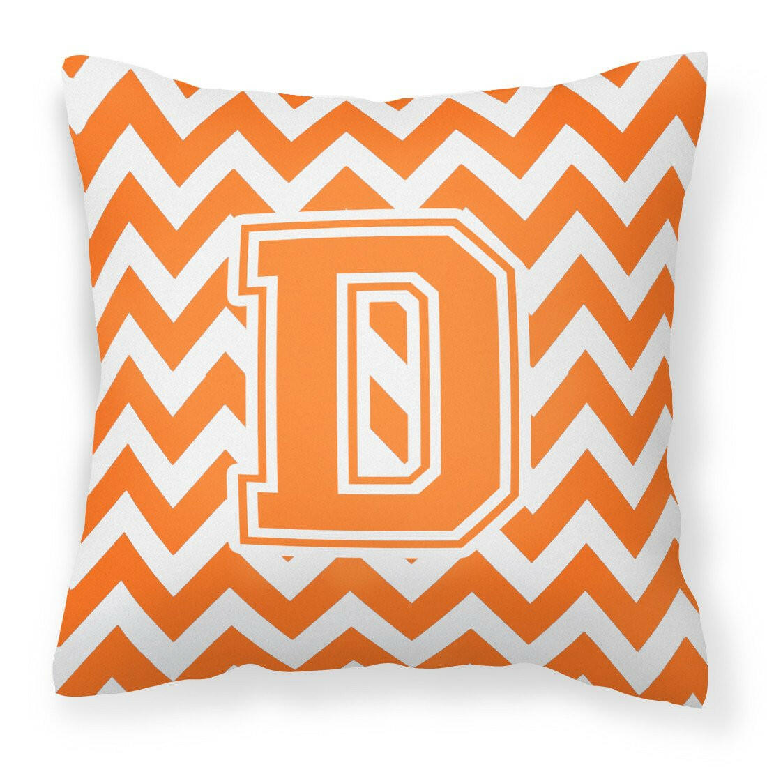 Letter D Chevron Orange and White Fabric Decorative Pillow CJ1046-DPW1414 by Caroline&#39;s Treasures
