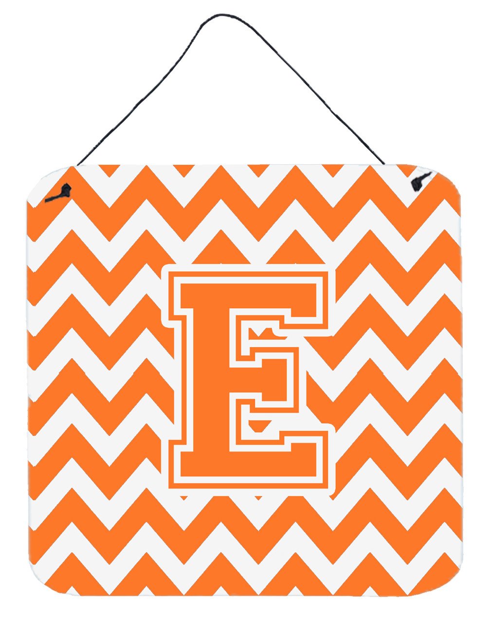 Letter E Chevron Orange and White Wall or Door Hanging Prints CJ1046-EDS66 by Caroline&#39;s Treasures