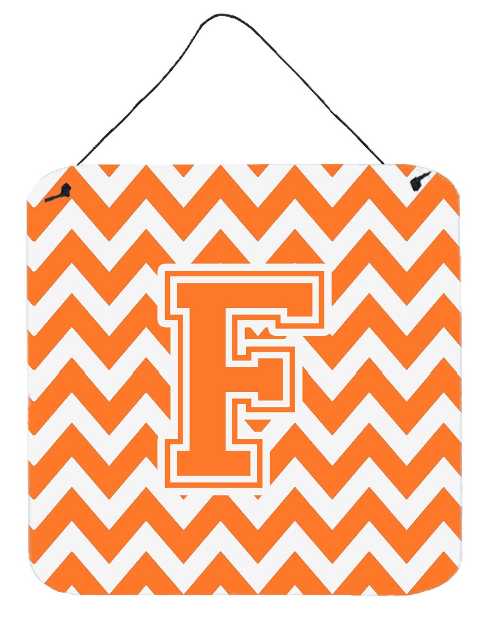 Letter F Chevron Orange and White Wall or Door Hanging Prints CJ1046-FDS66 by Caroline&#39;s Treasures