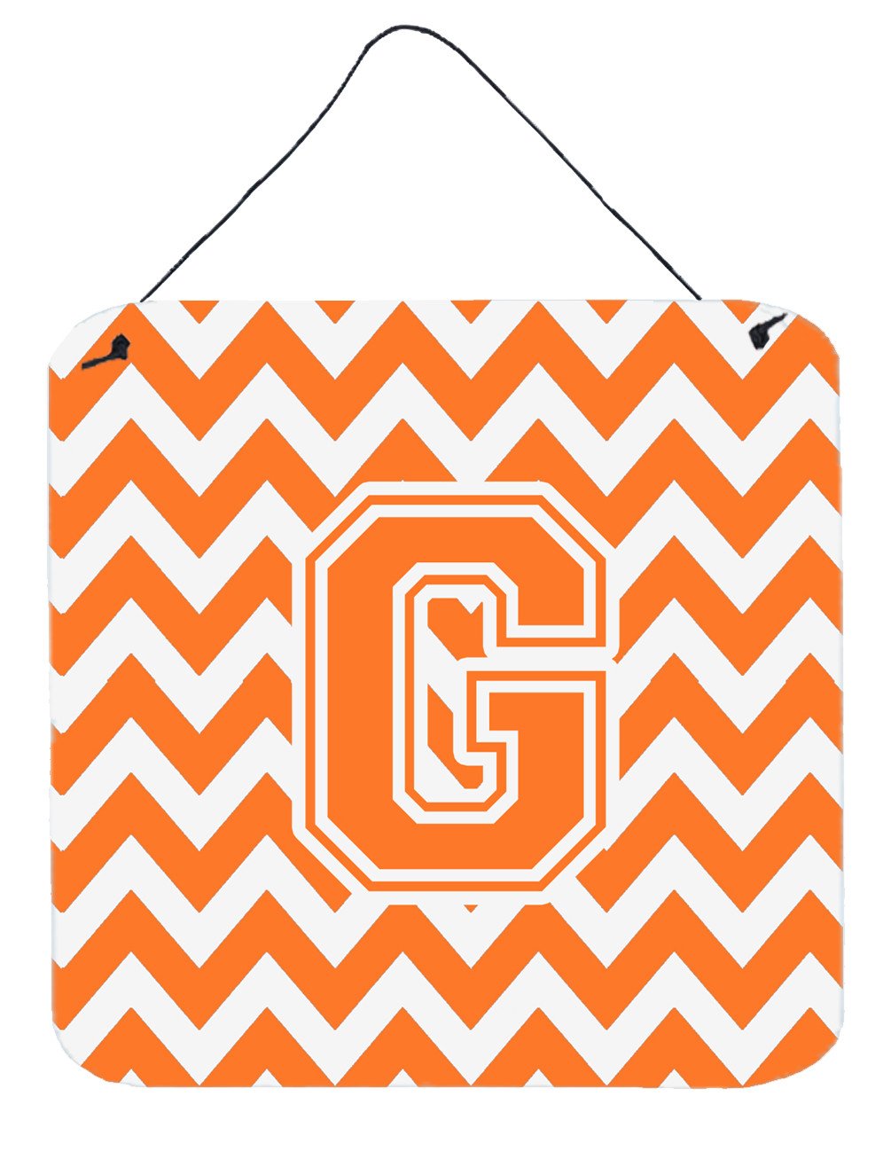 Letter G Chevron Orange and White Wall or Door Hanging Prints CJ1046-GDS66 by Caroline&#39;s Treasures