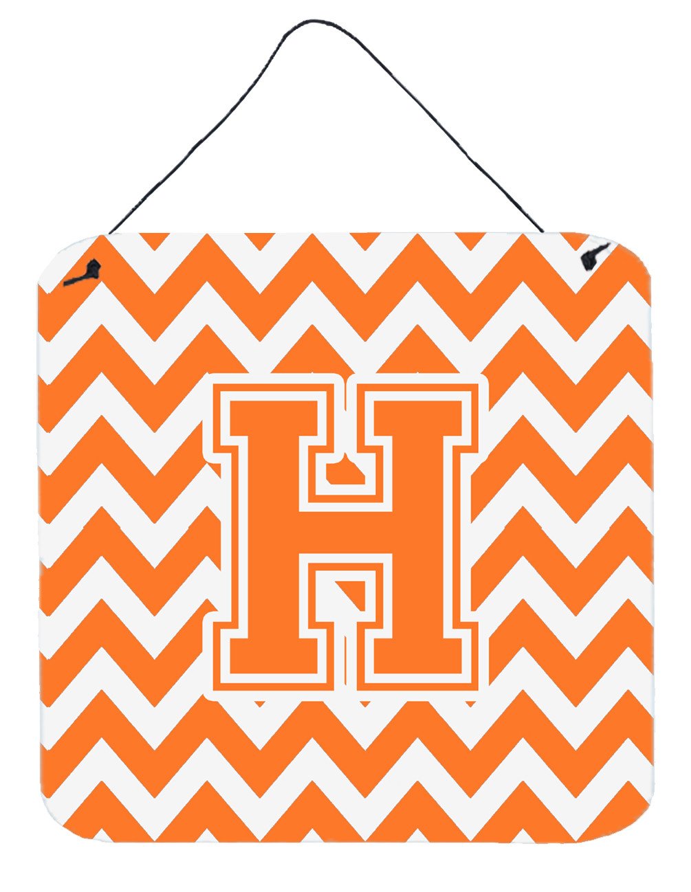 Letter H Chevron Orange and White Wall or Door Hanging Prints CJ1046-HDS66 by Caroline&#39;s Treasures