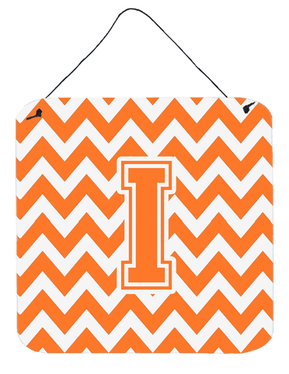 Letter I Chevron Orange and White Wall or Door Hanging Prints CJ1046-IDS66 by Caroline&#39;s Treasures